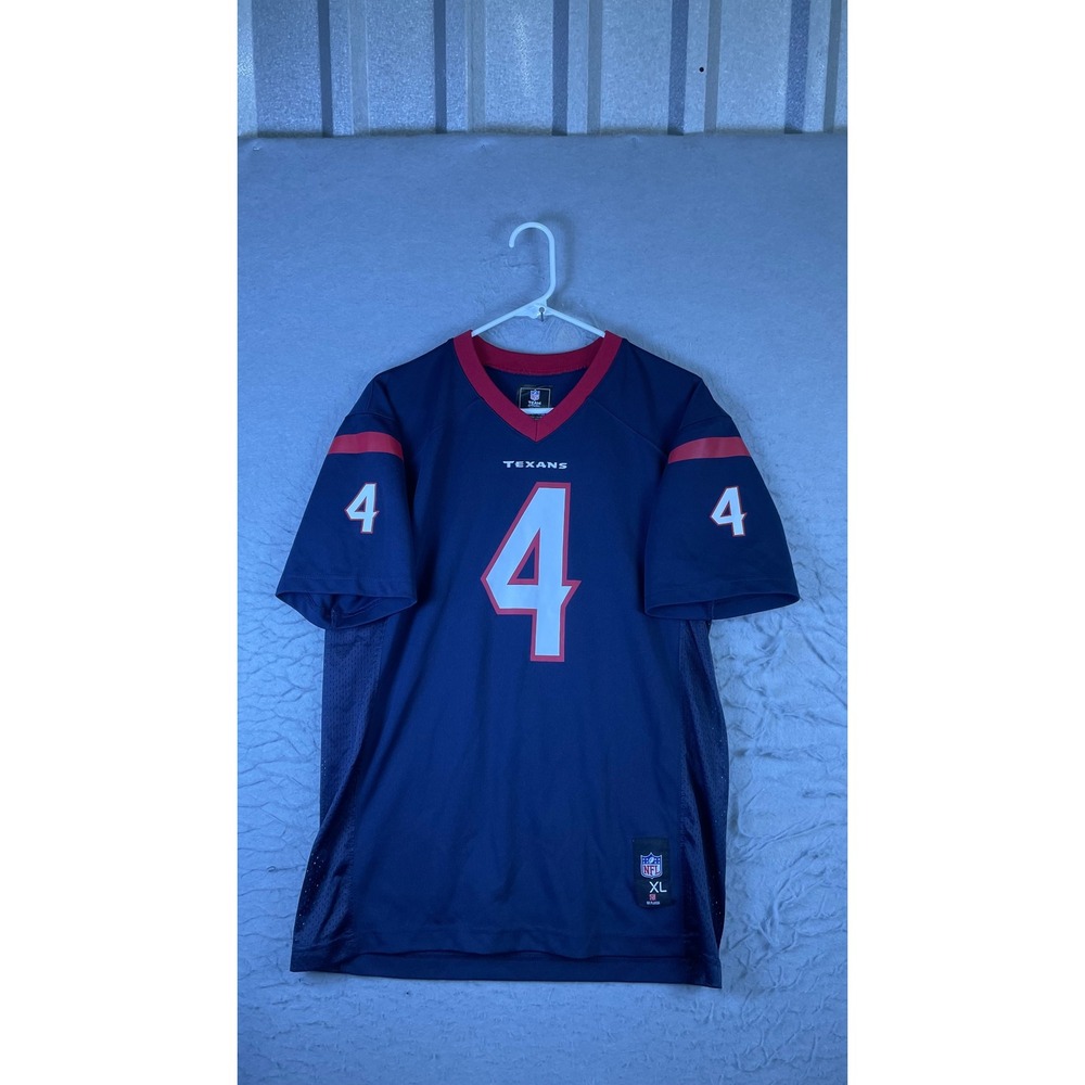 NFL Team Apparel Houston Texans Jersey Youth XL Blue Excellent Deshaun Watson 4
